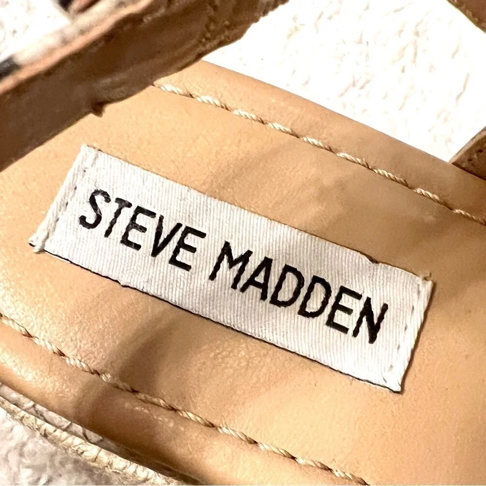 Steve Madden Fifer Python Snake Print Espadrille Wedge Sandals Platform women 6